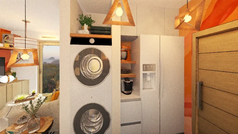 Living / Dinning / Kitchen 3d design renderings