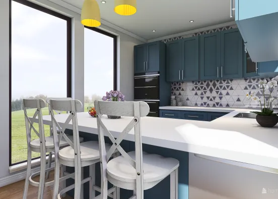 Navy Kitchen Design Rendering