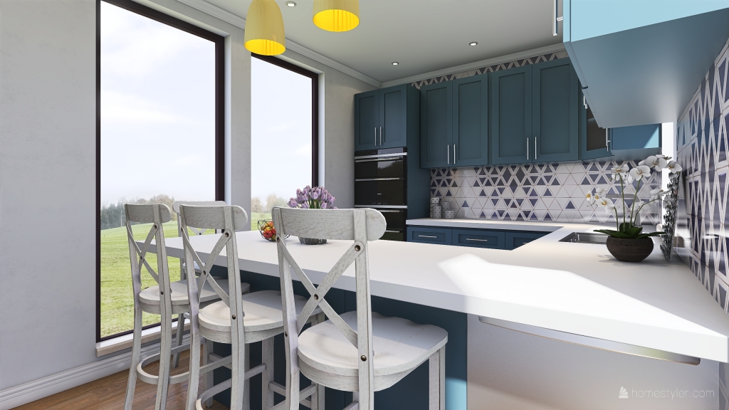 Navy Kitchen 3d design renderings