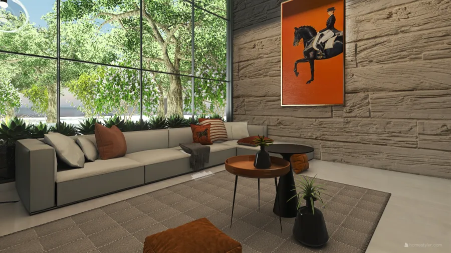 Modern Bauhaus Orange Black Unnamed space 3d design renderings