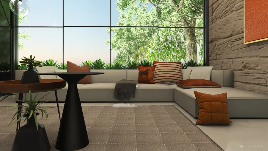 Modern Bauhaus Orange Black Unnamed space 3d design renderings