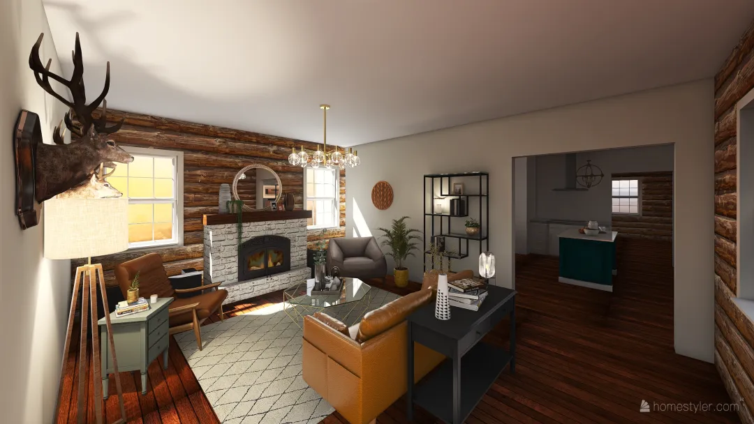 log house 3d design renderings