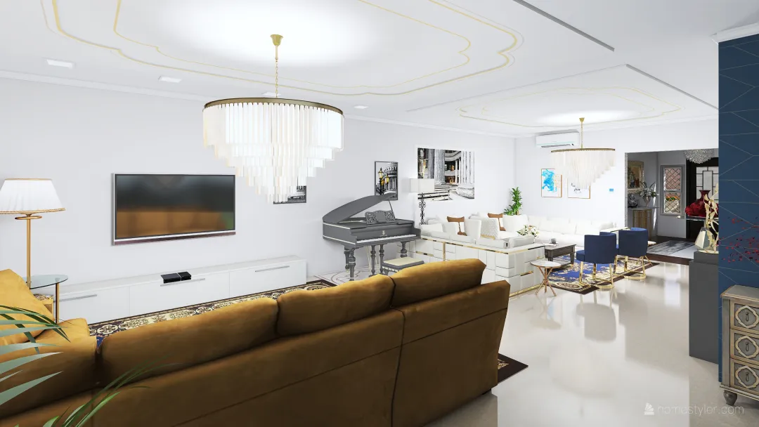 Diseño de interiores azul 2020 3d design renderings