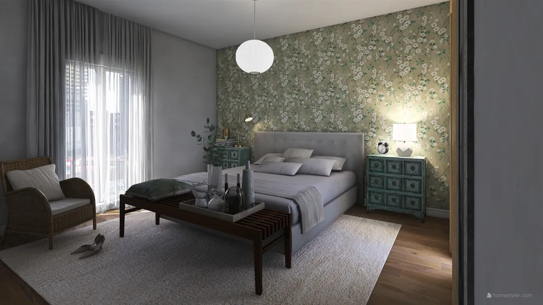dormitorio boho 3d design renderings