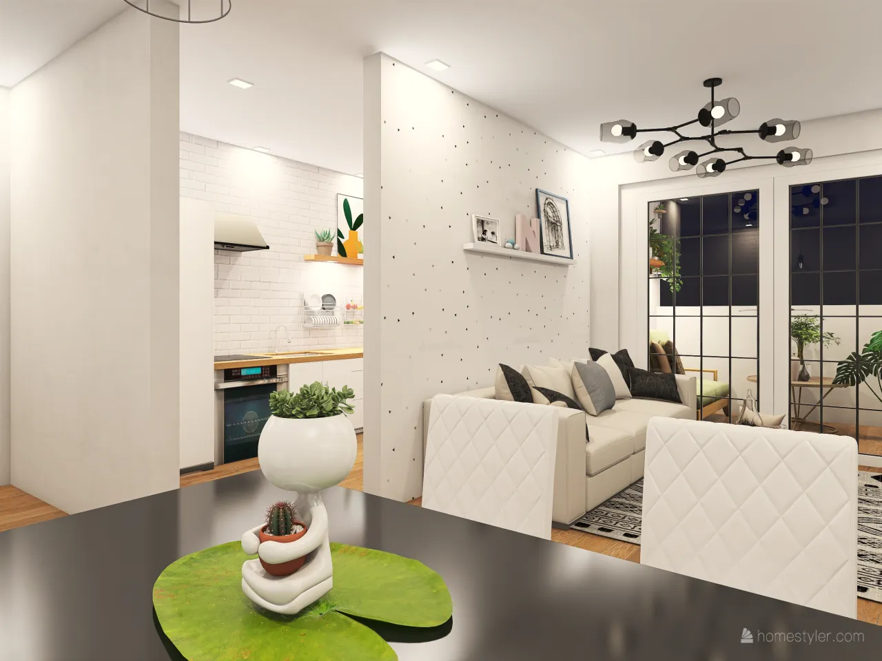 Apartamento estilo escandinavo 3d design renderings
