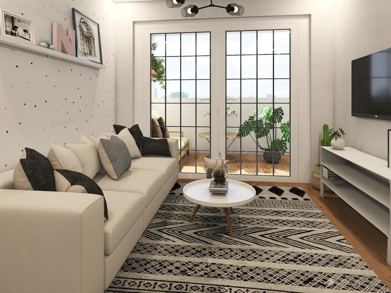 Apartamento estilo escandinavo 3d design renderings