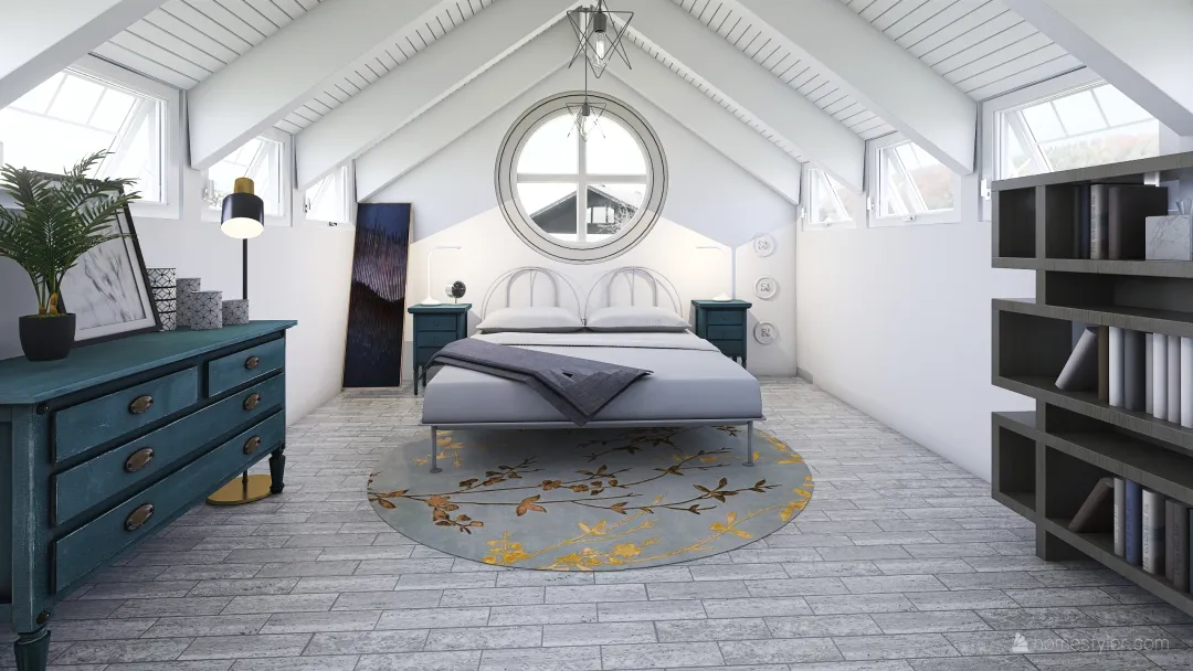 Attic Bedroom 3d design renderings