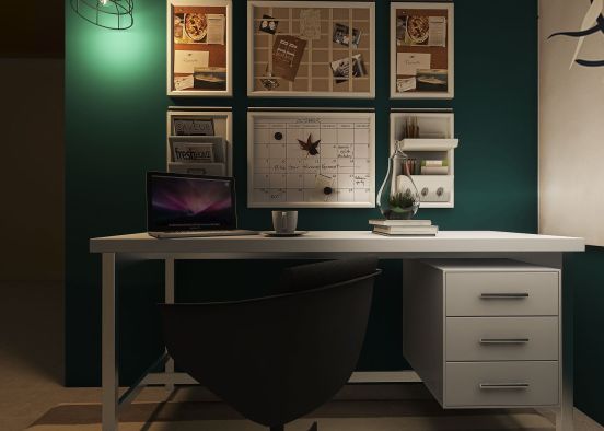 Uil's Office - parede verde Design Rendering