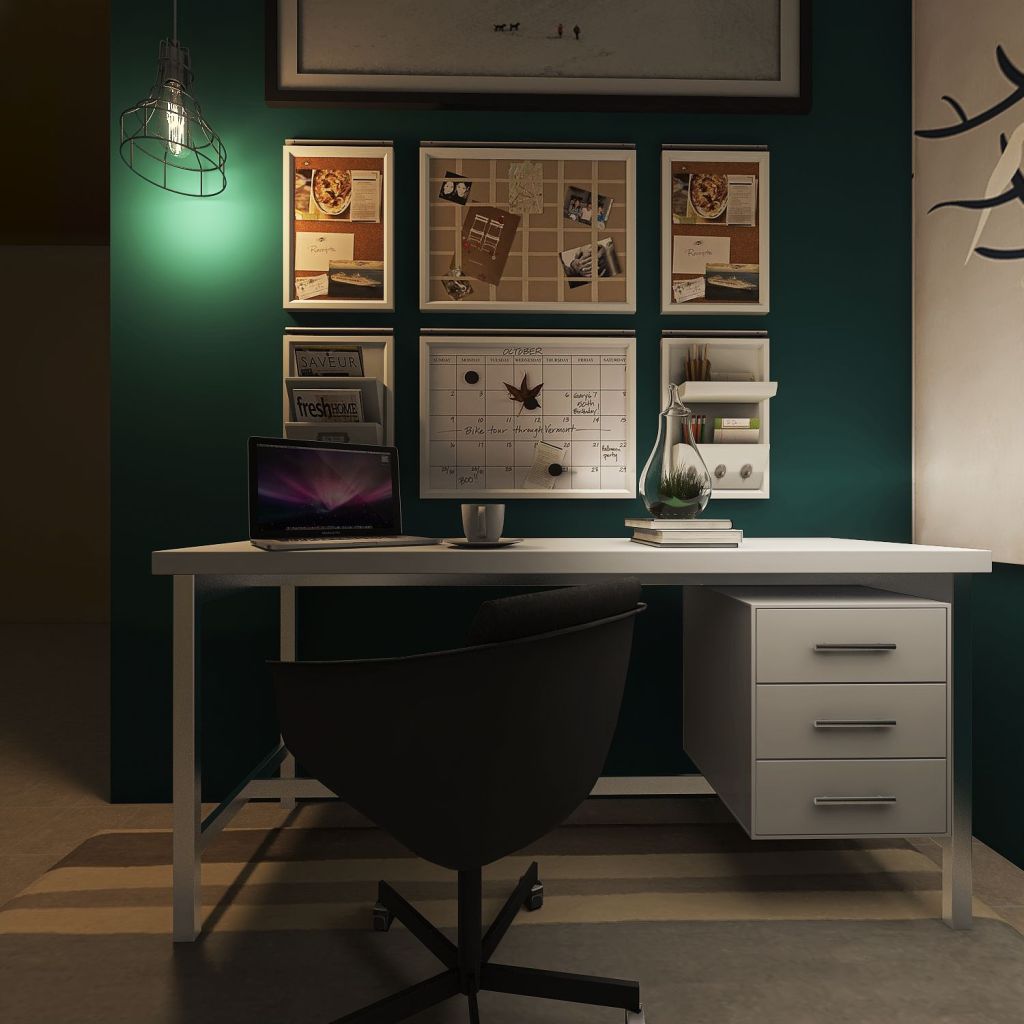 Uil's Office - parede verde 3d design renderings