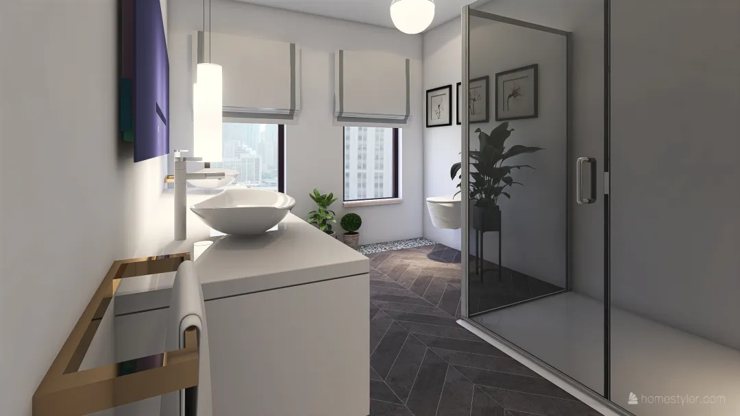 Baño moderno 3d design renderings