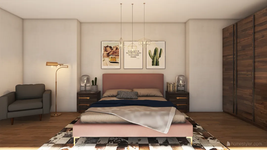 Vintage Bedroom 3d design renderings