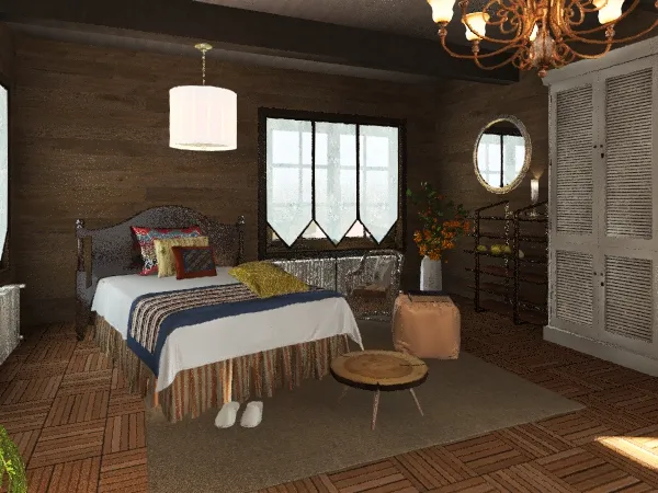 Rustic bedroom 3d design renderings