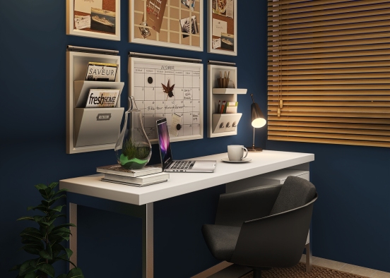 Uil's Office - parede azul persiana Design Rendering