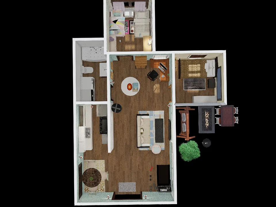 Single dad and twin girls tiny home 3d design renderings