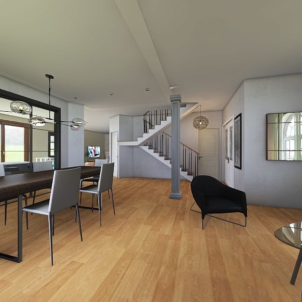 living and dinning open space 3d design renderings