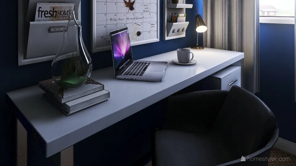 Uil's Office - parede azul 3d design renderings
