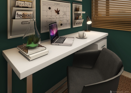 Uil's Office - parede verde 2 Design Rendering