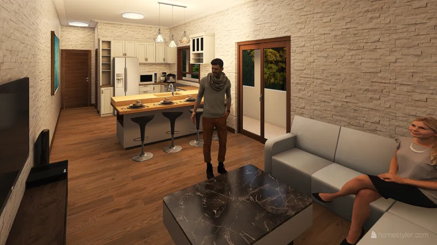 Cozinha e Sala de Jantar 3d design renderings