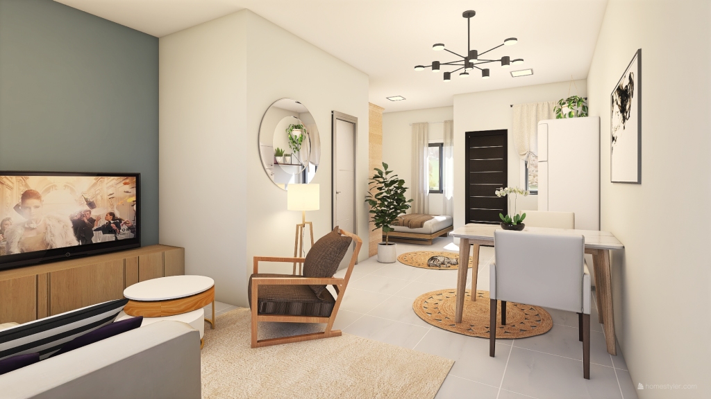 Living, Dining, Kitchen & Bedroom 3d design renderings