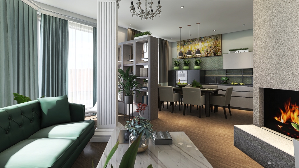 Дом 2 - 1 этаж. с новой кухней 3d design renderings