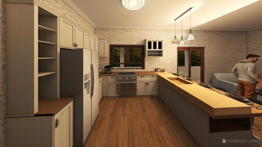 Cozinha e Sala de Jantar 3d design renderings