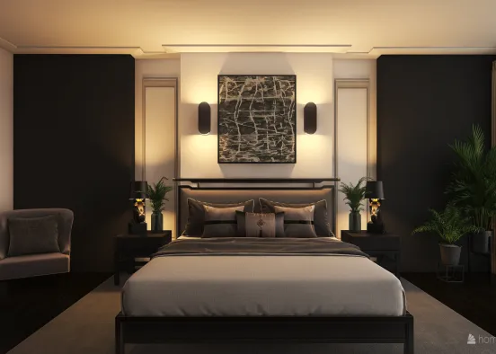 Classic Chic Bedroom Design Rendering