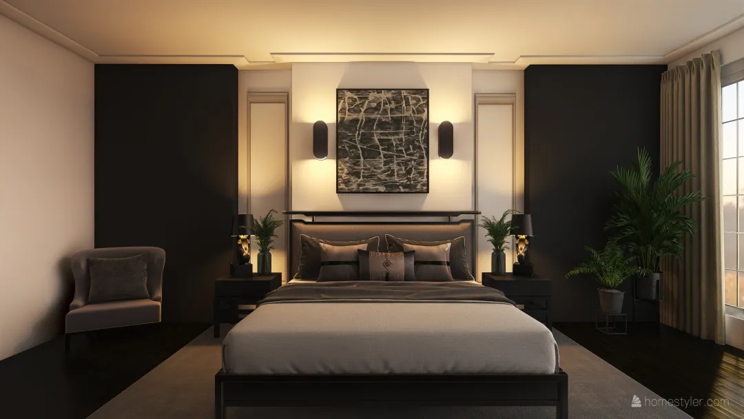 Classic Chic Bedroom 3d design renderings
