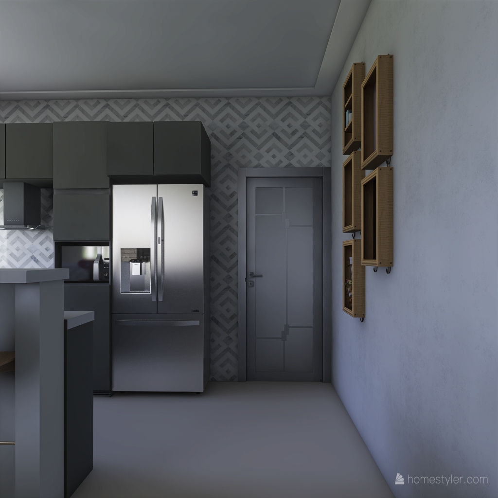 Sala/cozinha 3d design renderings
