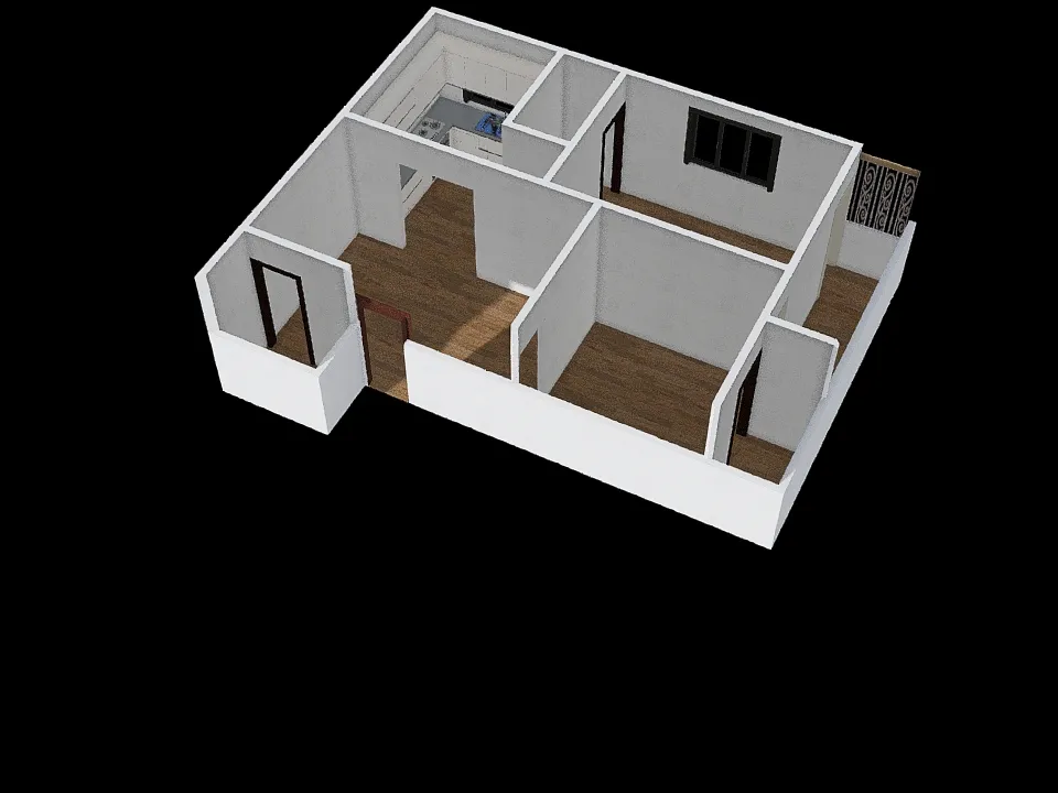 1st floor 2BHK 3d design renderings
