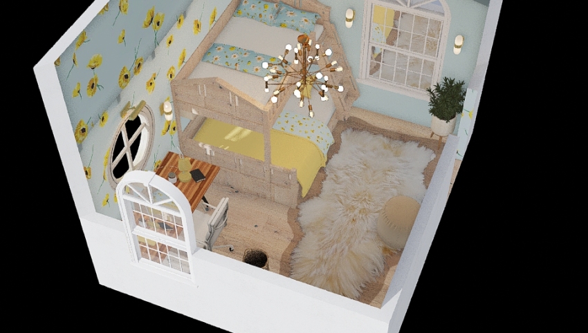 Countryside floral kids room 3d design picture 18.37