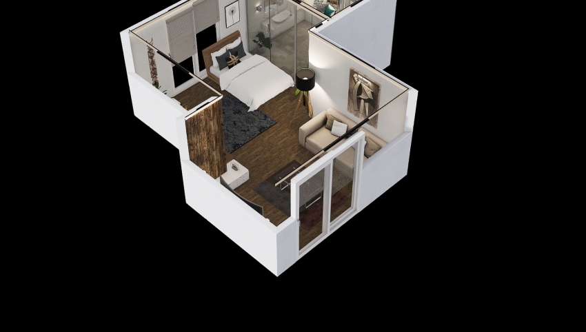 single room in hotel 3d design picture 36.64
