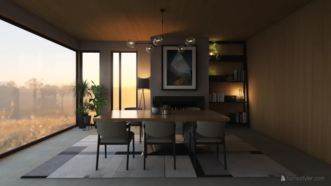 Modern Wooden Dining 3d design renderings