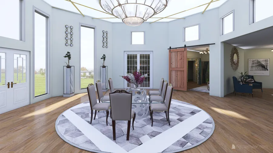 Entrance and dining room 3d design renderings