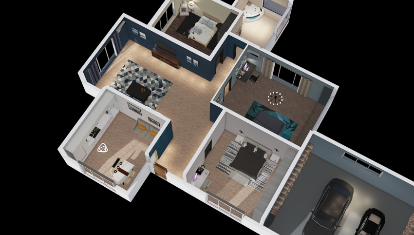Modern&simple apartmets 3d design picture 242.8
