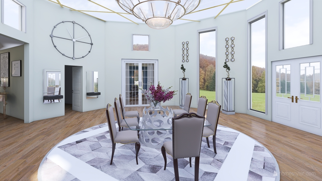 Entrance and dining room 3d design renderings