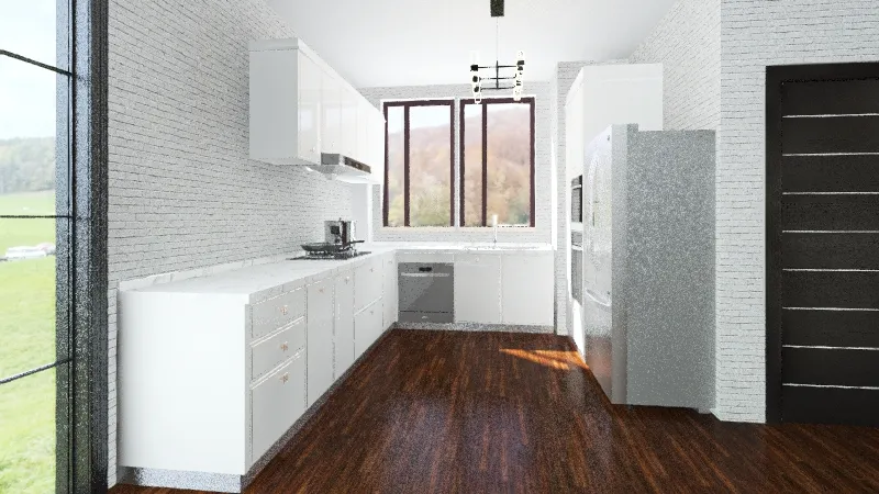Kitchen and dining room 1st floor 3d design renderings
