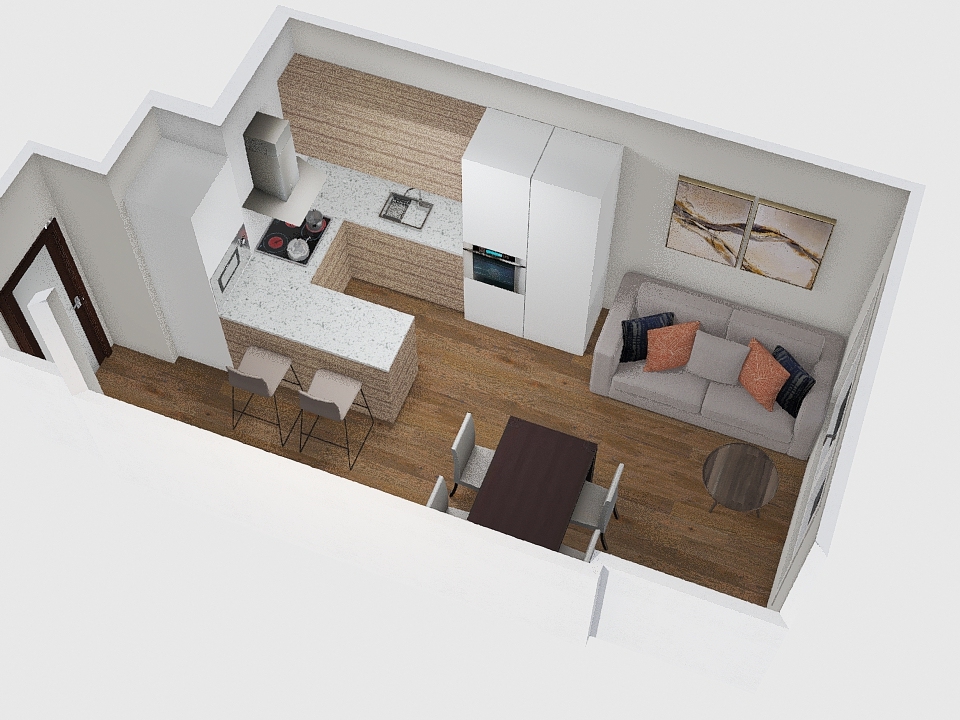 Кухня -Гостиная 2 3d design renderings