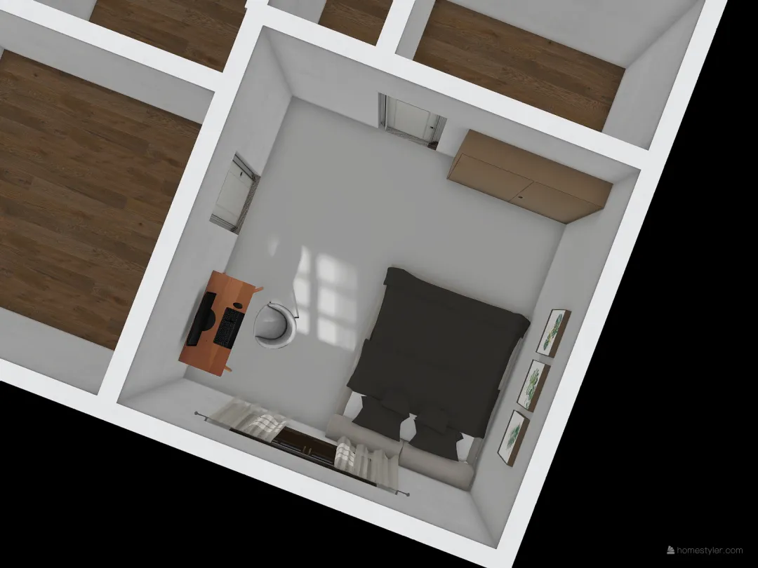 home 2bhk 3d design renderings