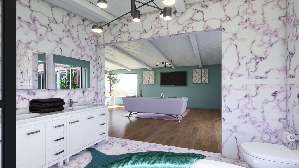 Bedroom 2 Bathroom 3d design renderings