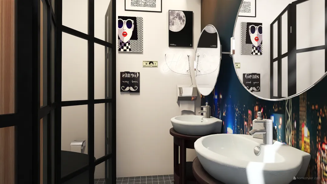 nightclub bathroom 3d design renderings
