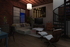 Midcentury living room Design Rendering
