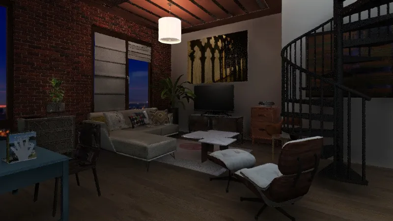 Midcentury living room 3d design renderings