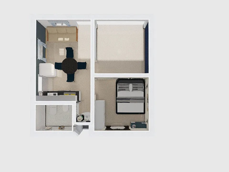 vivienda de ,madera un dormitorio 3d design renderings