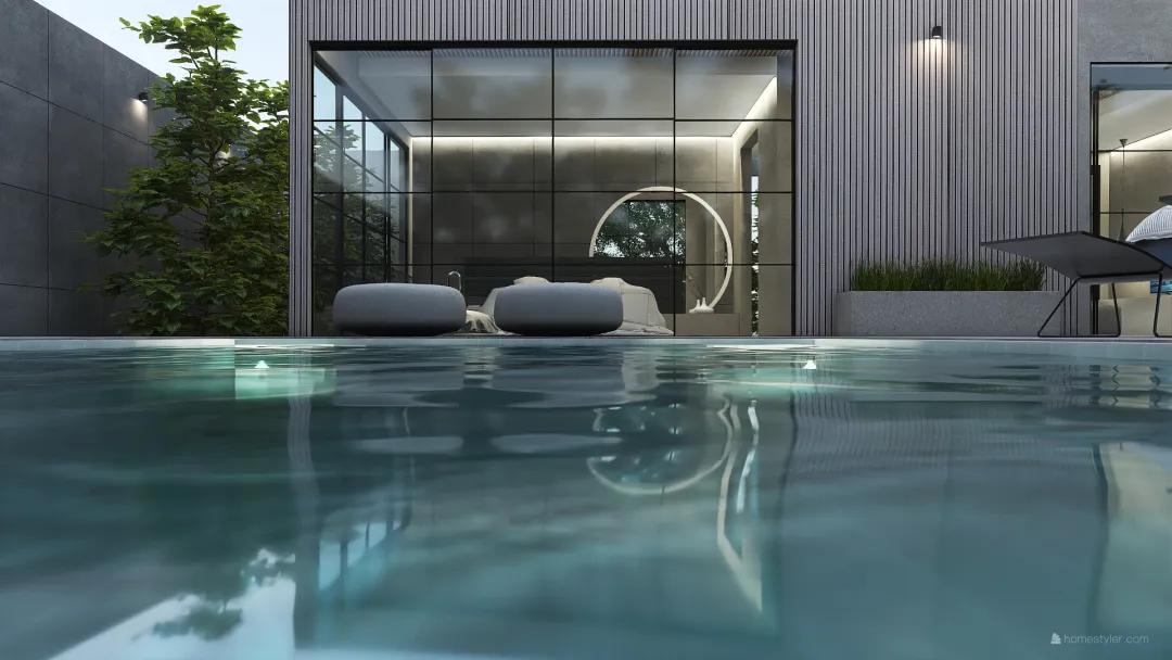 Industrial Bauhaus Modern L HOUSE Black White 3d design renderings