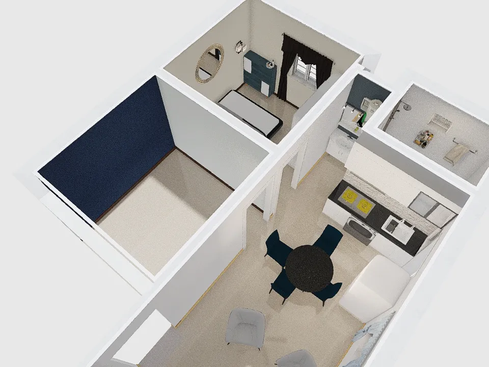 vivienda de ,madera un dormitorio o dos con expansion 3d design renderings