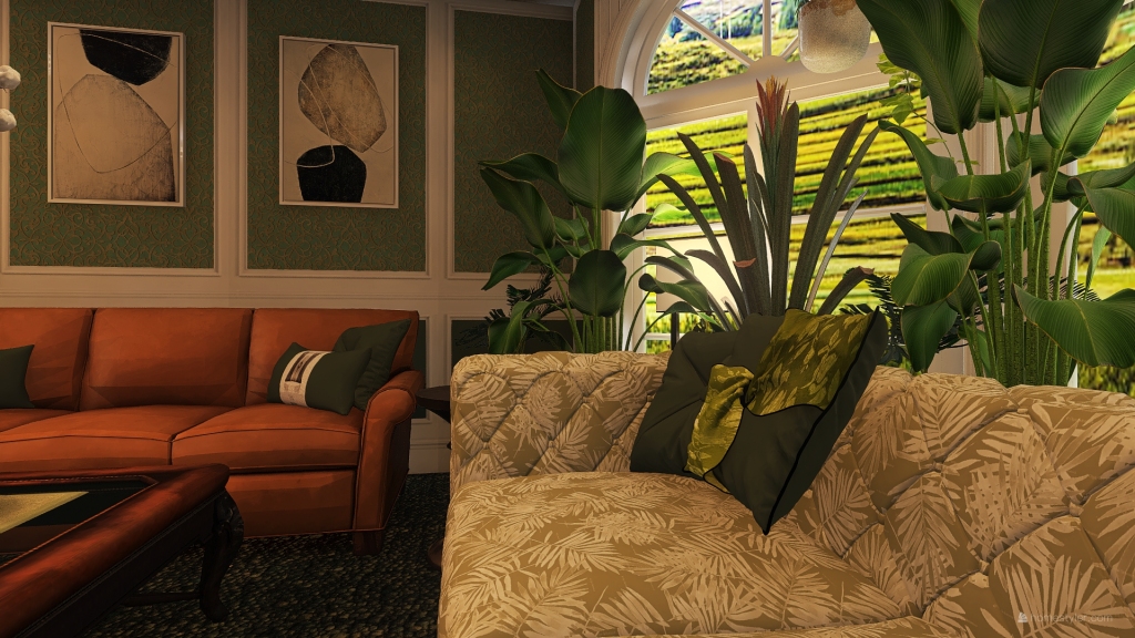 80s Living Room 3d design renderings