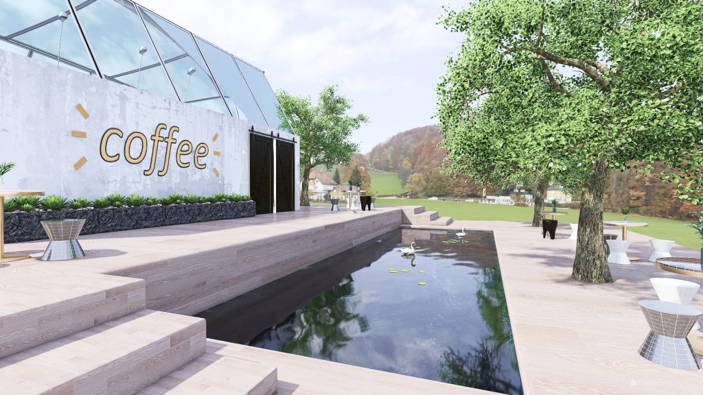 coffee shop 3d design renderings