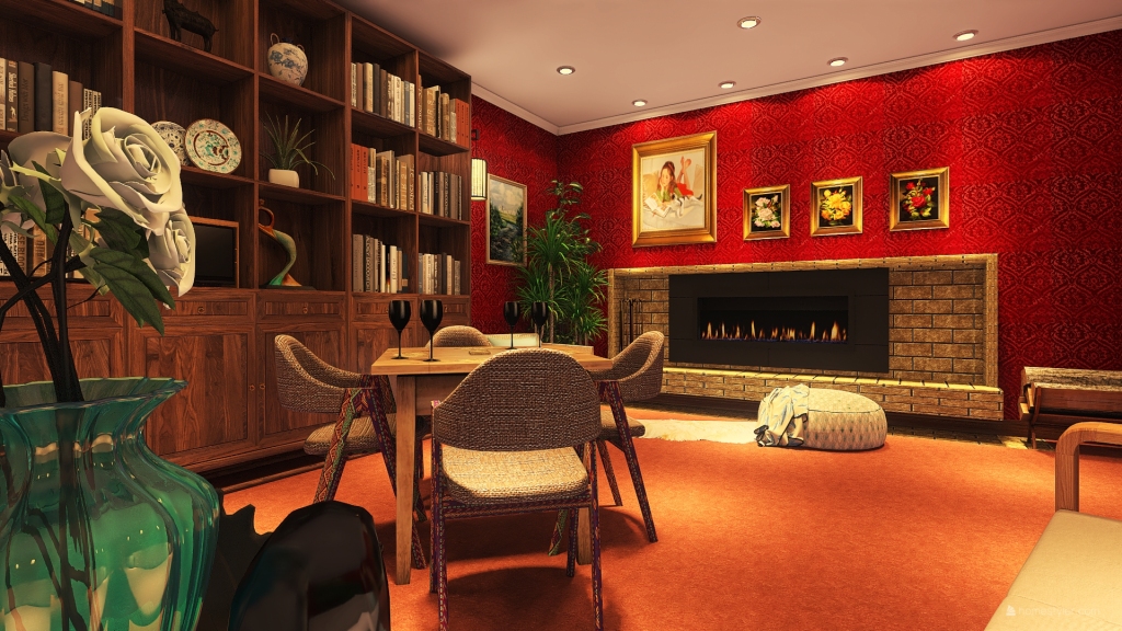 60s Living Room 3d design renderings