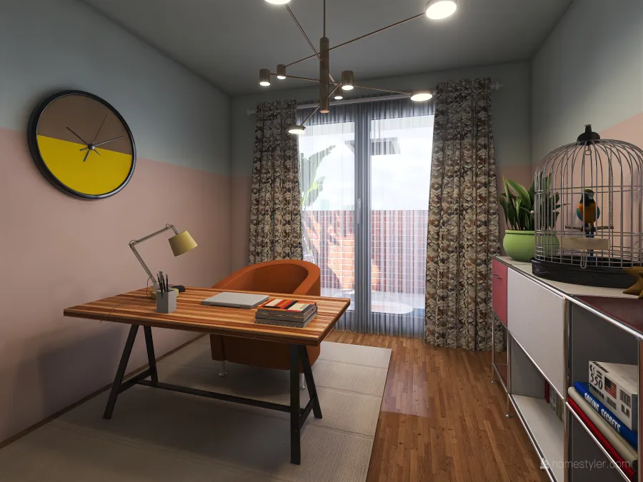 Contemporary Red Yellow WarmTones Second Bedroom 3d design renderings