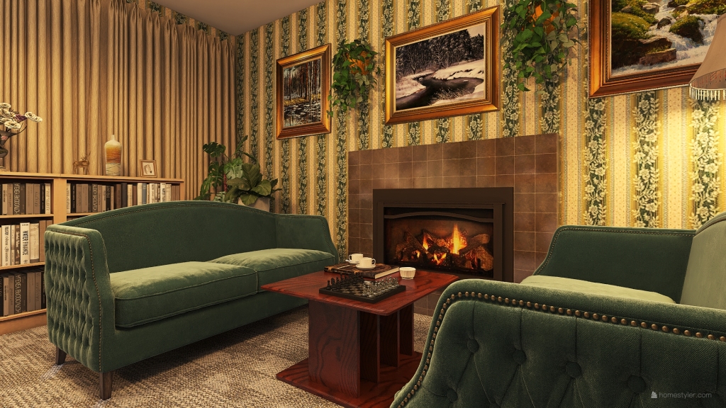 50s Living Room 3d design renderings